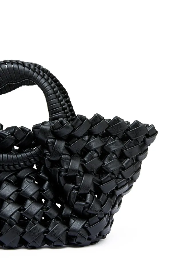 Aje Luca Woven Handle Mini Tote Black Women Handbags and Wallets