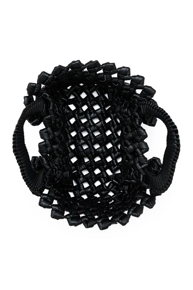 Aje Luca Woven Handle Mini Tote Black Women Handbags and Wallets