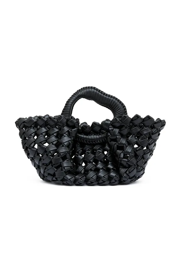 Aje Luca Woven Handle Mini Tote Black Women Handbags and Wallets