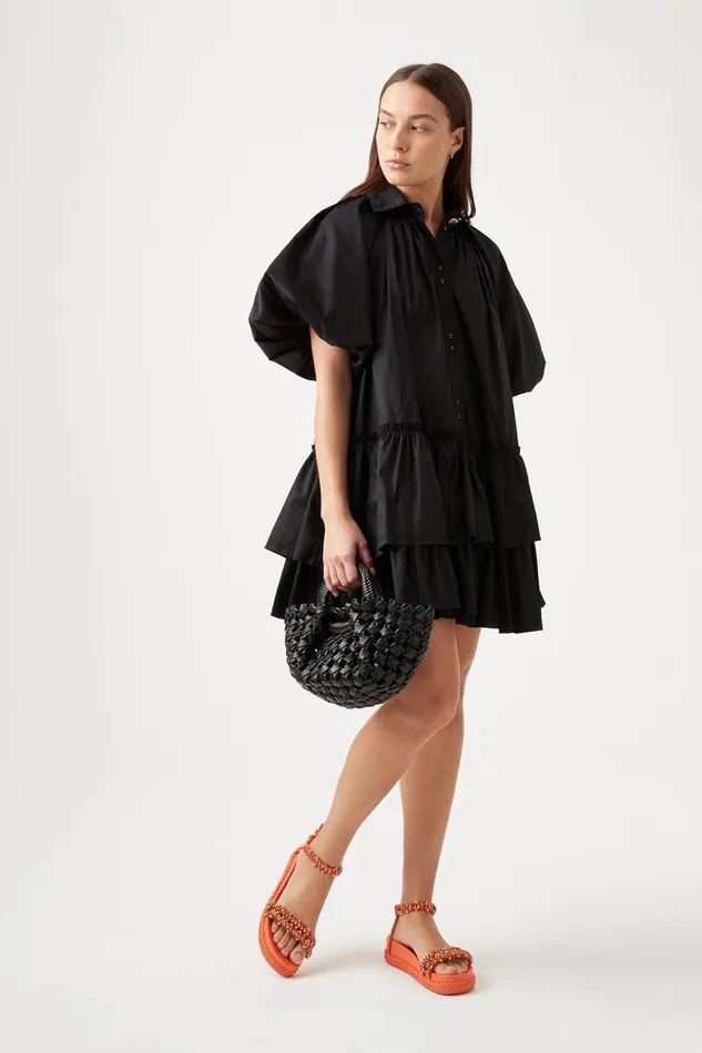 Aje Luca Woven Handle Mini Tote Black Women Handbags and Wallets