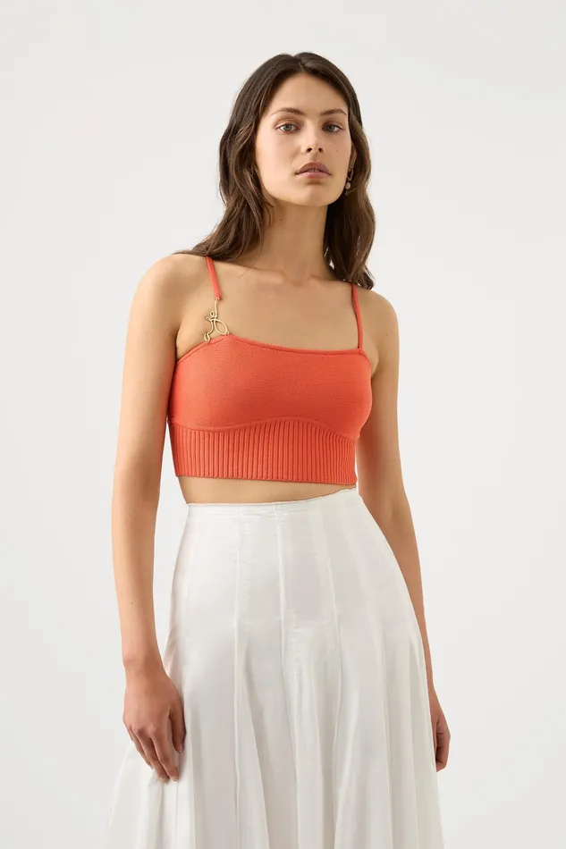 Aje Lucia Knit Bustier Coral Women Body and Crepe Knit