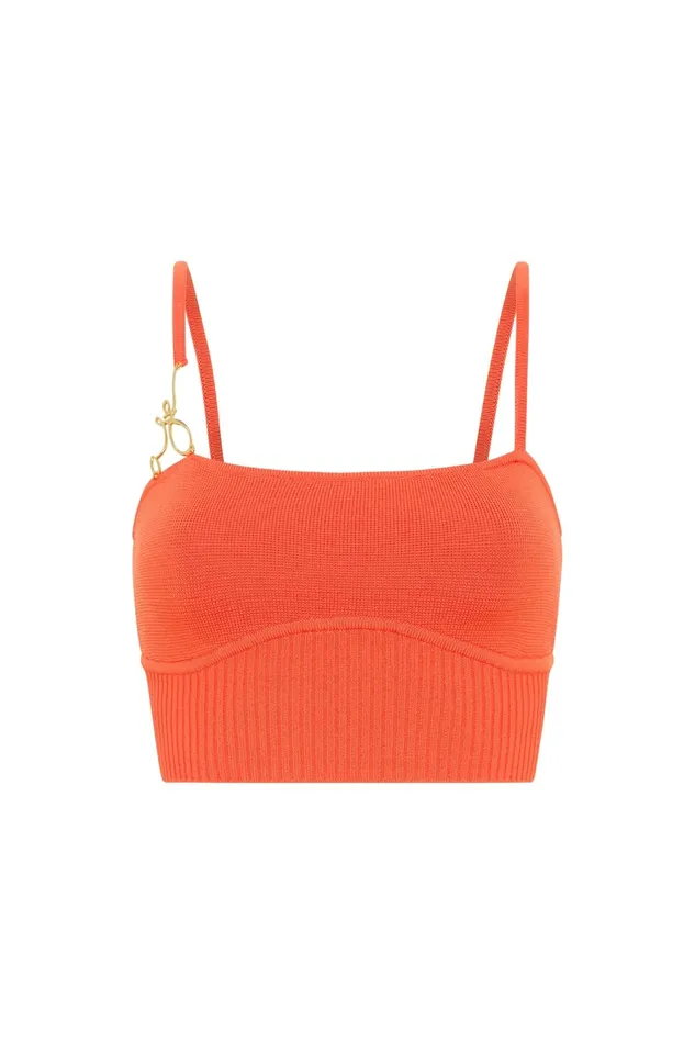 Aje Lucia Knit Bustier Coral Women Body and Crepe Knit