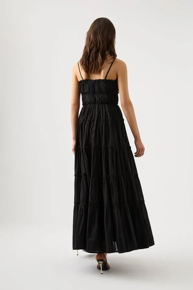 Aje Luna Tiered Maxi Dress Black Women Dresses