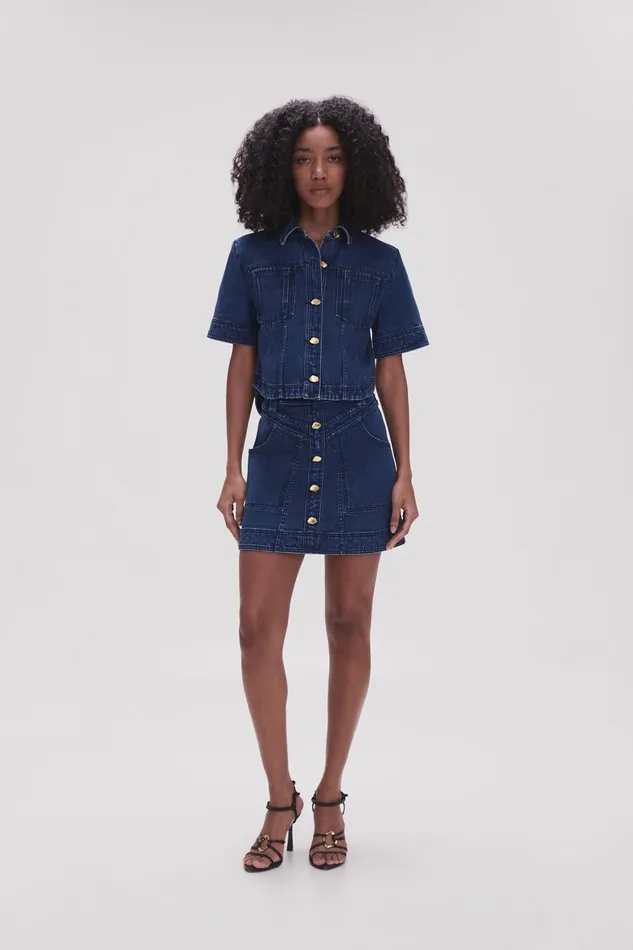 Aje May Denim Mini Skirt Dark Indigo Women Denim