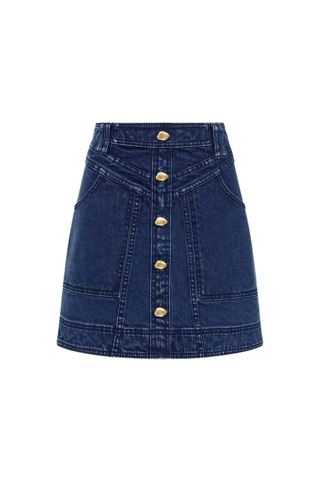 Aje May Denim Mini Skirt Dark Indigo Women Denim