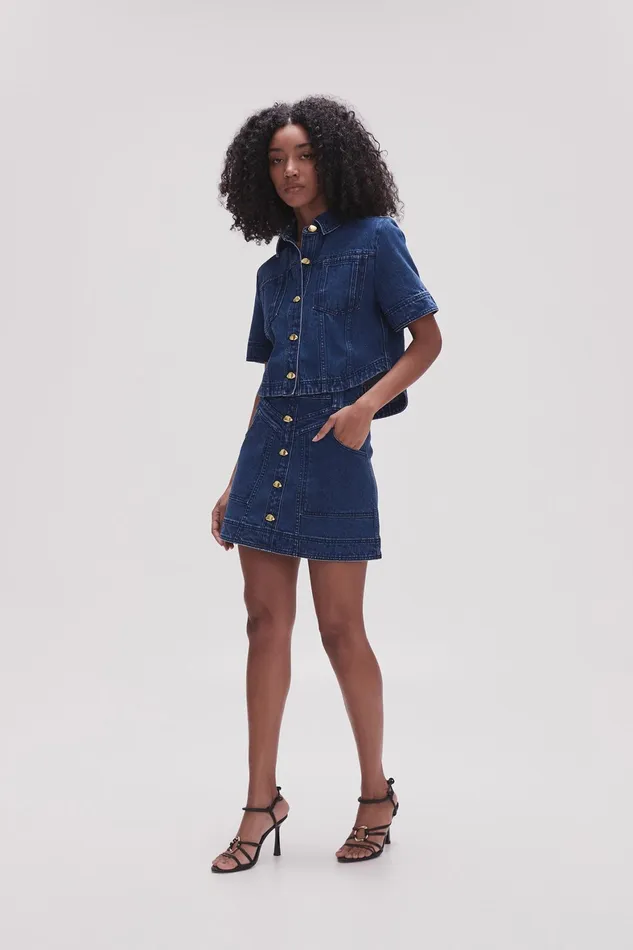 Aje May Denim Mini Skirt Dark Indigo Women Denim