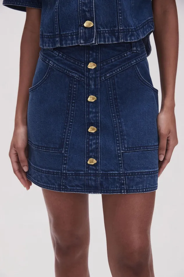 Aje May Denim Mini Skirt Dark Indigo Women Denim