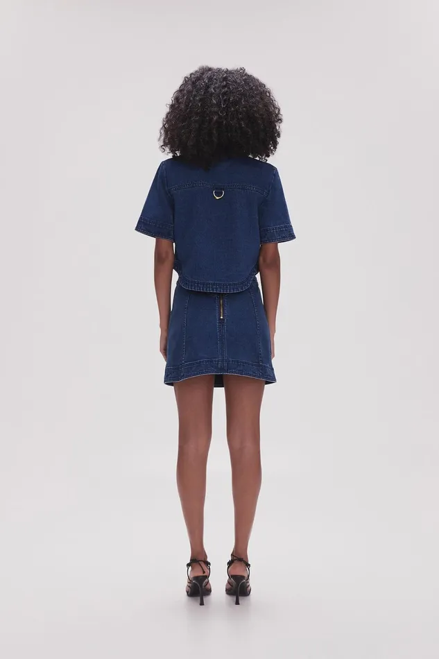 Aje May Denim Mini Skirt Dark Indigo Women Denim
