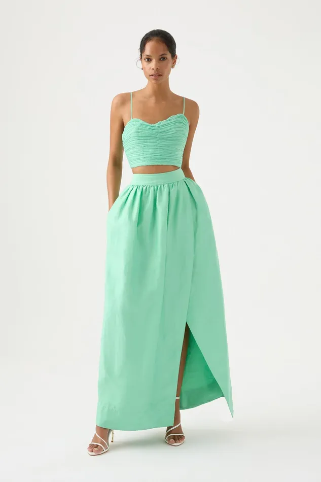 Aje Mirabelle Tulip Maxi Skirt Marine Green Women Skirts