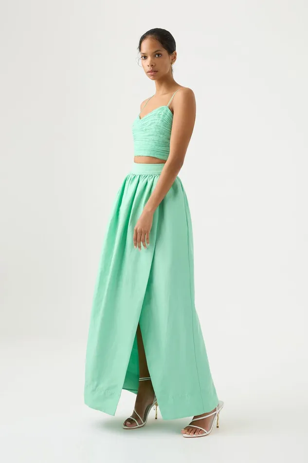 Aje Mirabelle Tulip Maxi Skirt Marine Green Women Skirts