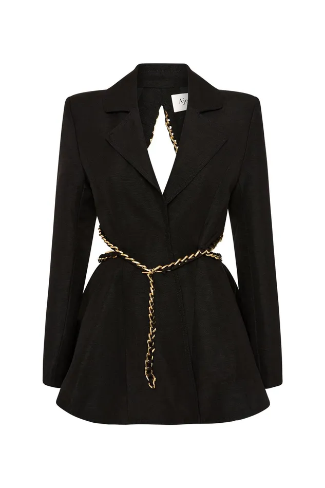 Aje Opal Backless Chainlink Jacket Black Women Blazers Jackets and Coats