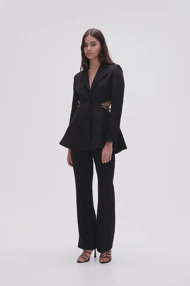 Aje Opal Backless Chainlink Jacket Black Women Blazers Jackets and Coats