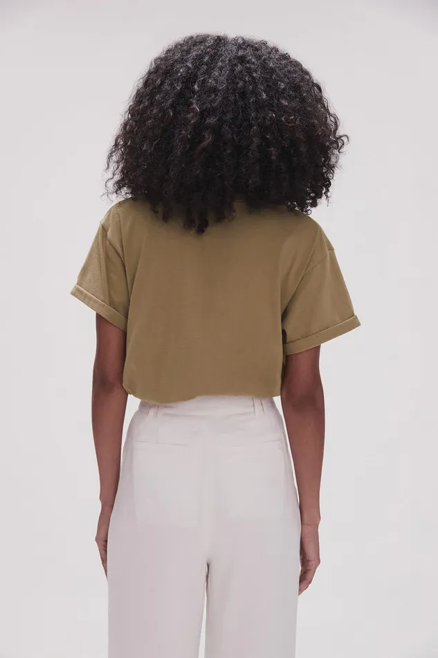 Aje Peggy Embellished Logo Tee Desert Khaki Women Tees