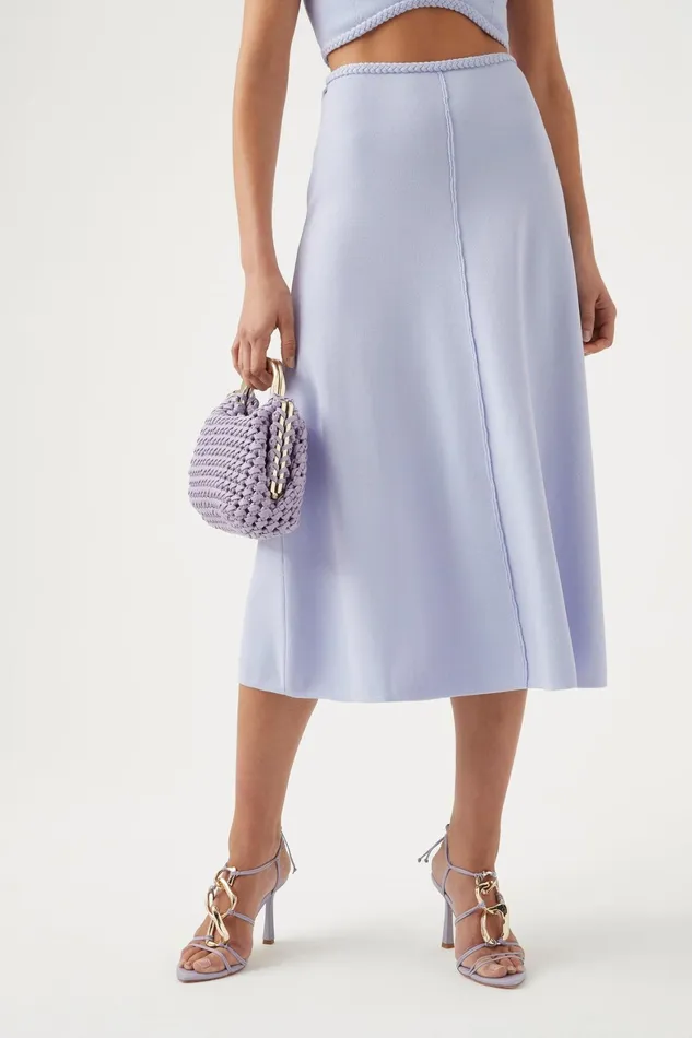 Aje Petal Knit Midi Skirt Cool Lavender Women Body and Crepe Knit