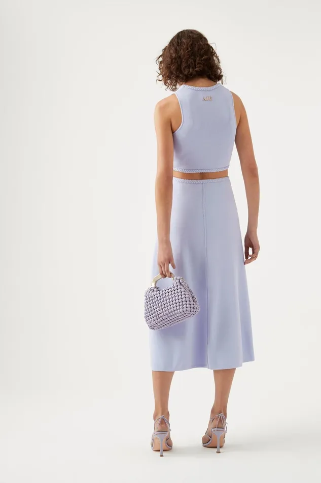 Aje Petal Knit Midi Skirt Cool Lavender Women Body and Crepe Knit