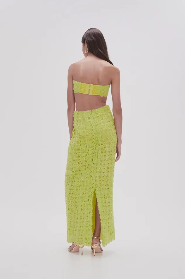 Aje Quintette Textured Midi Skirt Light Lime Green Women Skirts