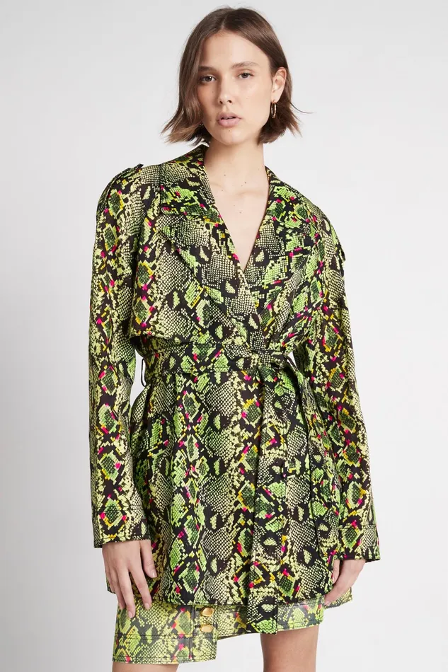 Aje Serpentine Belted Jacket Snake Effect Women Blazers Jackets and Coats