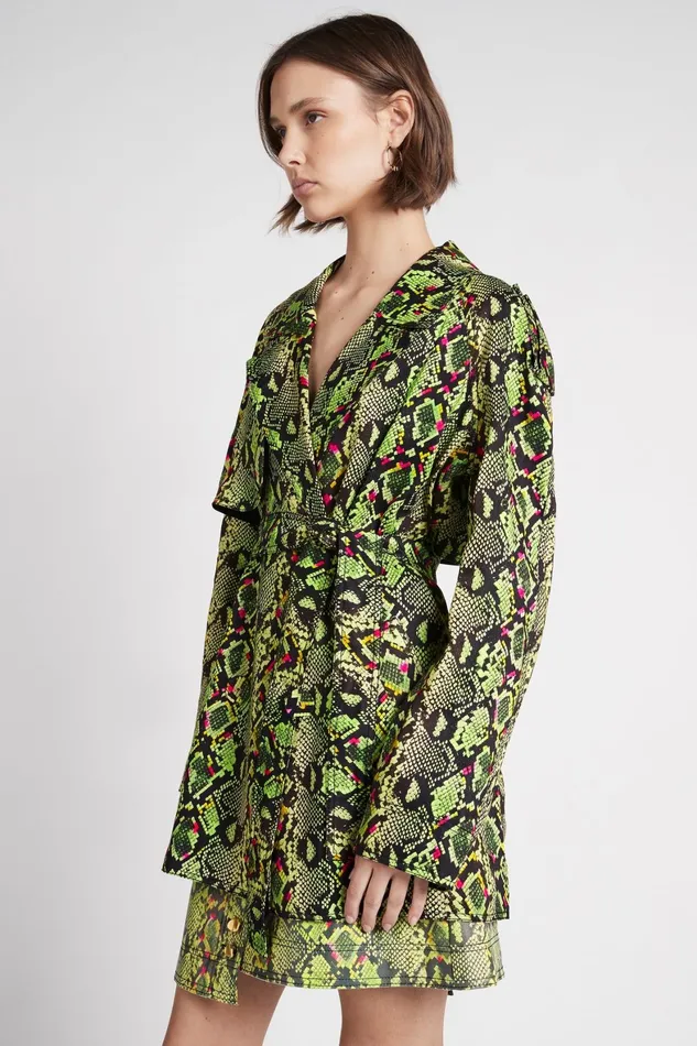 Aje Serpentine Belted Jacket Snake Effect Women Blazers Jackets and Coats