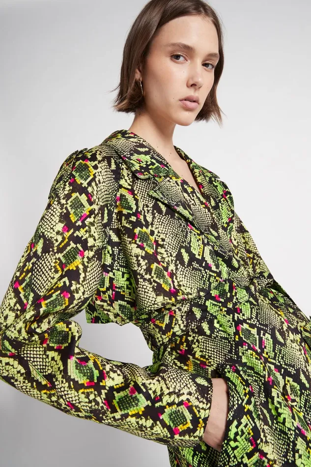 Aje Serpentine Belted Jacket Snake Effect Women Blazers Jackets and Coats