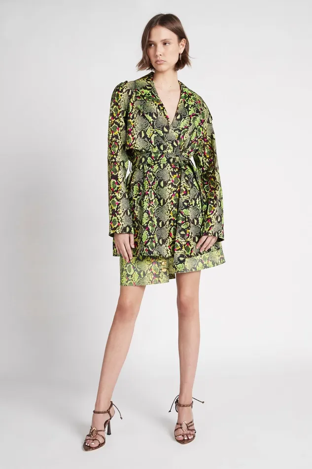 Aje Serpentine Belted Jacket Snake Effect Women Blazers Jackets and Coats
