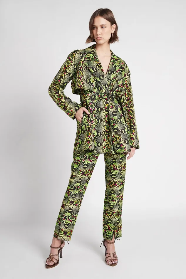 Aje Serpentine Belted Jacket Snake Effect Women Blazers Jackets and Coats