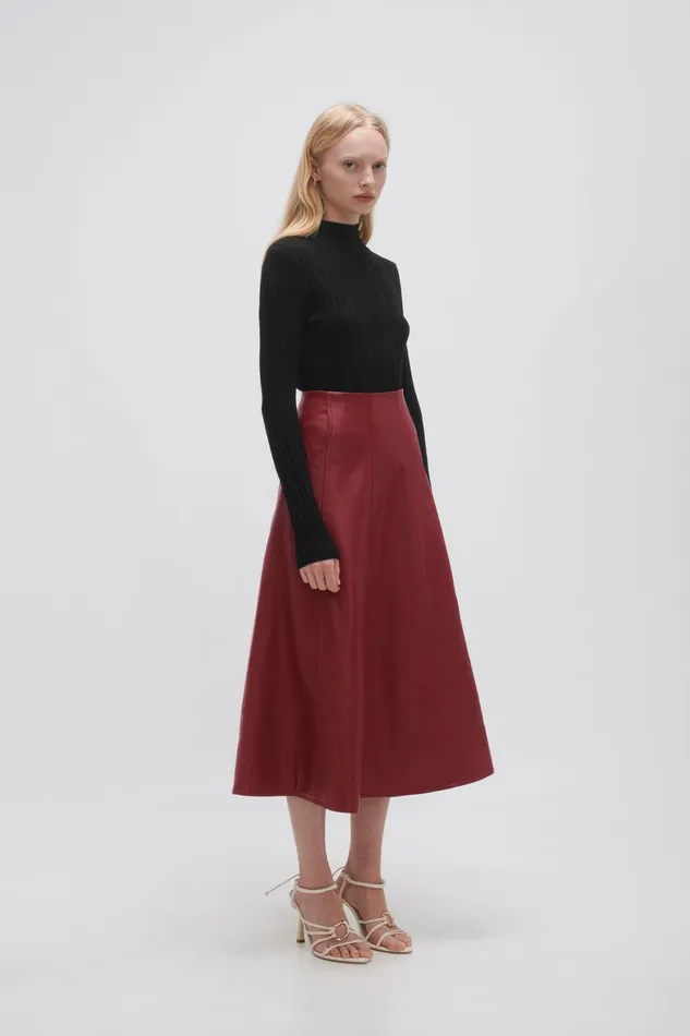 Aje Stanhope Midi Skirt Mahogany Red Women Skirts