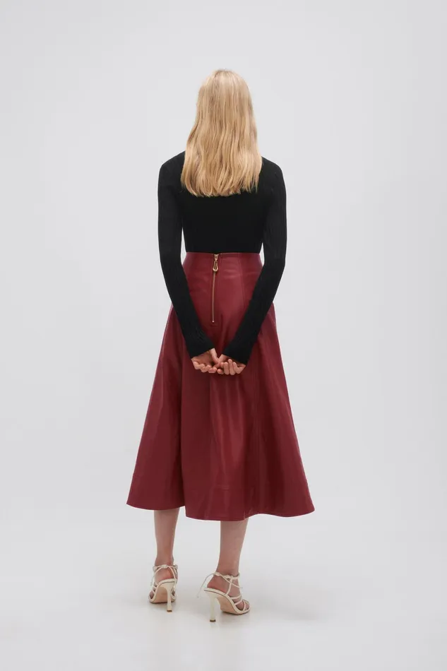 Aje Stanhope Midi Skirt Mahogany Red Women Skirts