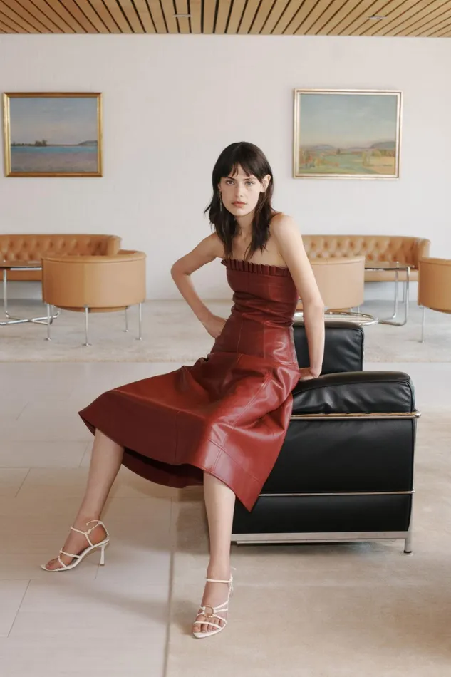 Aje Stanhope Midi Skirt Mahogany Red Women Skirts