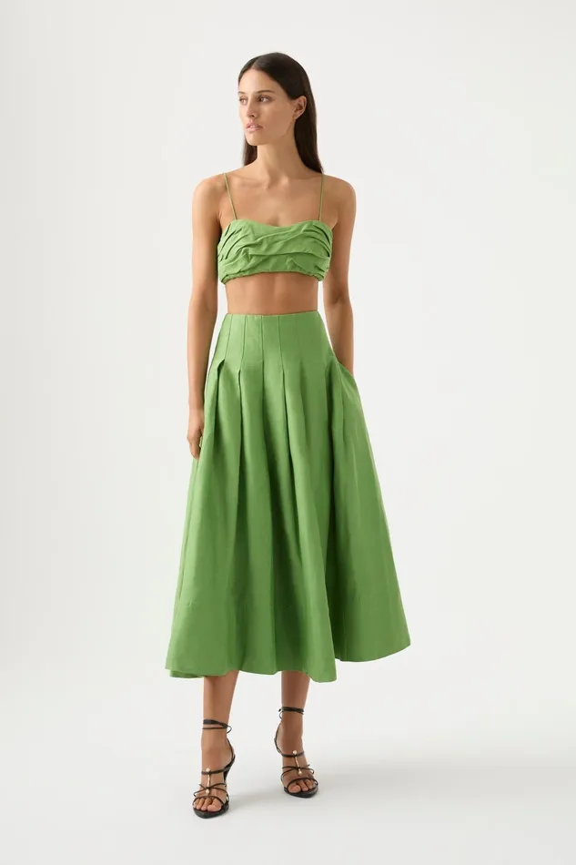 Aje Thea Draped Twist Crop Top Fern Green Women Tops