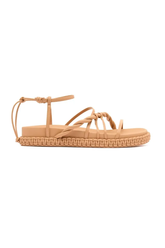 Aje Tryphena Platform Twist Sandal Sand Beige Women Leather