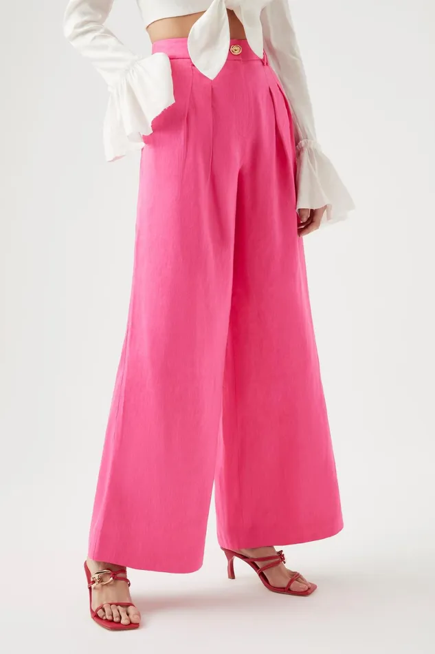 Aje Vista High Waist Wide Leg Pant Berry Pink Women Pants