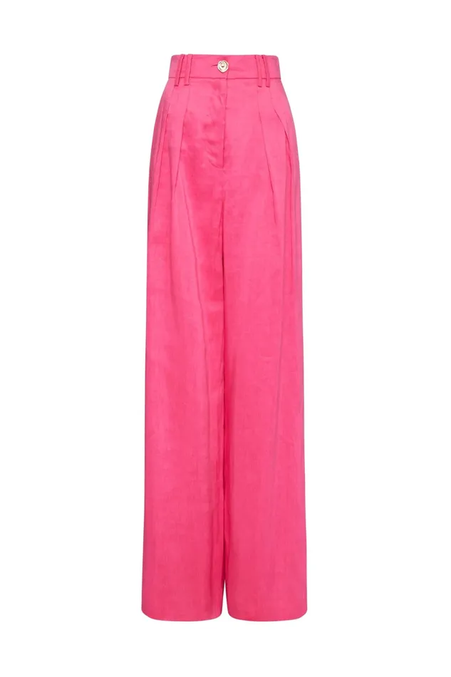Aje Vista High Waist Wide Leg Pant Berry Pink Women Pants