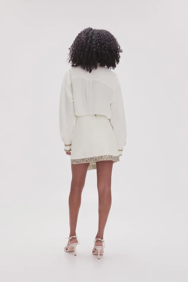 Aje Voyager Embroidered Mini Skirt Ivorydesert Khaki Women Skirts
