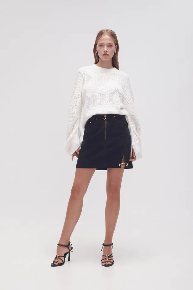 Aje Willa Denim Mini Skirt Black Women Denim