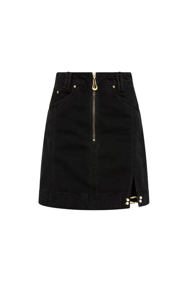 Aje Willa Denim Mini Skirt Black Women Denim