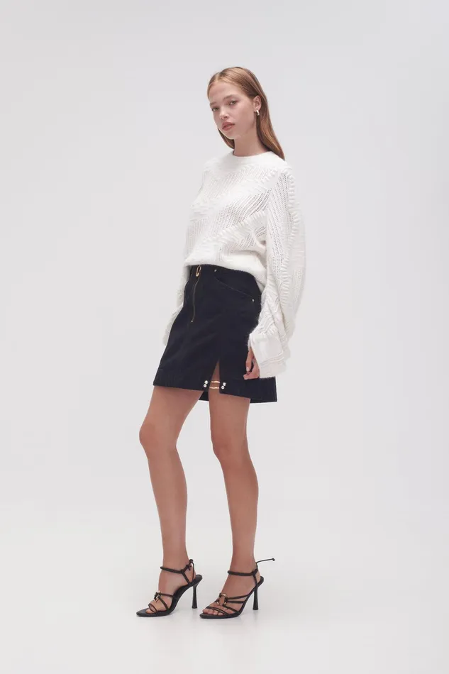 Aje Willa Denim Mini Skirt Black Women Denim