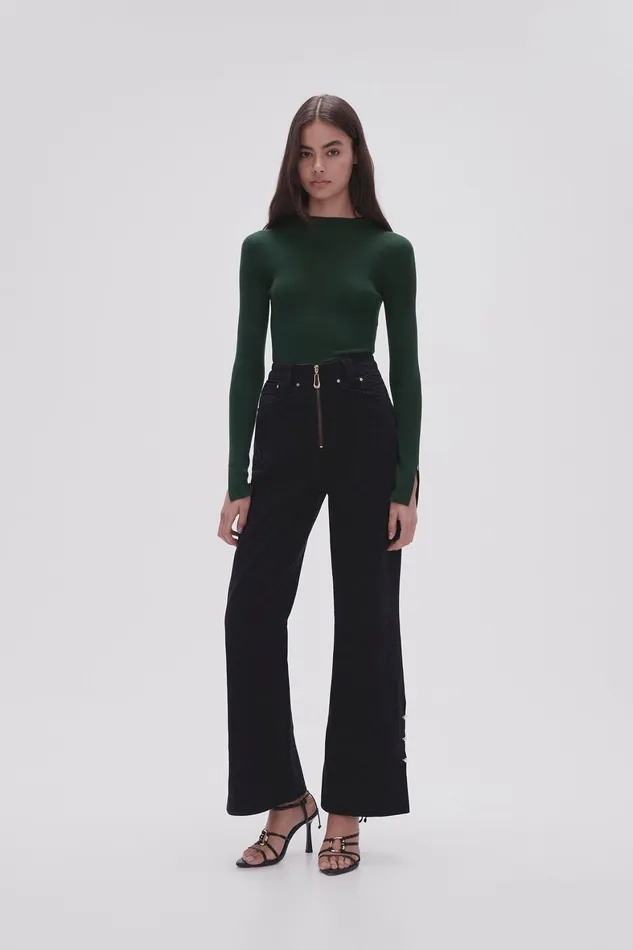 Aje Willa Wide Leg Jeans Black Women Pants