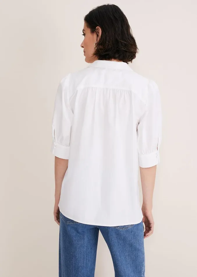 Alannah Puff Sleeve Zip Collar Blouse White Women Phase Eight Shirts and Blouses Alannah Puff Sleeve Zip Collar Blouse White Women Phase Eight Shirts and Blouses