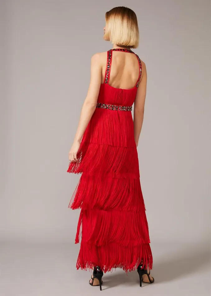 Albertina Fringe Maxi Dress Scarlet Women Phase Eight Dresses