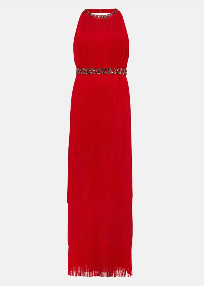 Albertina Fringe Maxi Dress Scarlet Women Phase Eight Dresses
