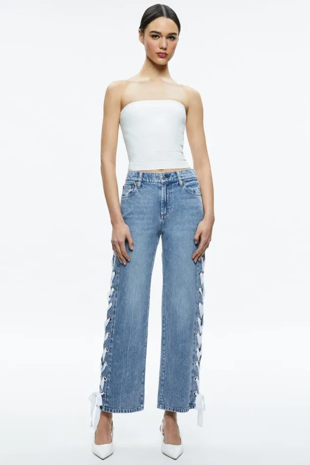 Alice Olivia Alison Full Length Tube Top Soft White Women Tops