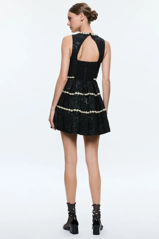 Alice Olivia Alistair Mini Gown Black Women Dresses