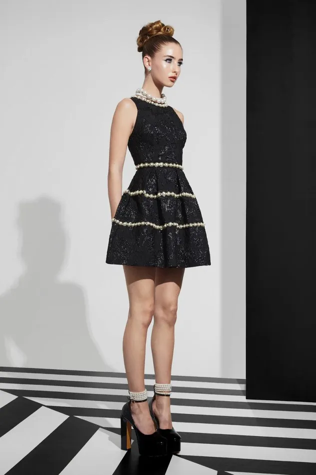 Alice Olivia Alistair Mini Gown Black Women Dresses