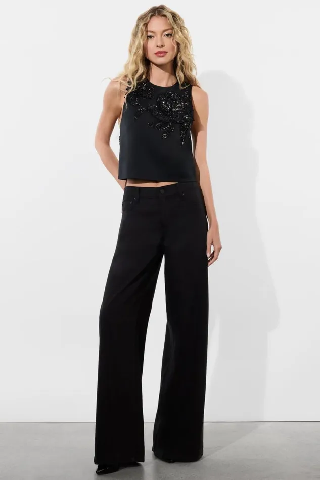 Alice Olivia Amal Embellished Tank Le Parisien Blackgunmetal Women Tops