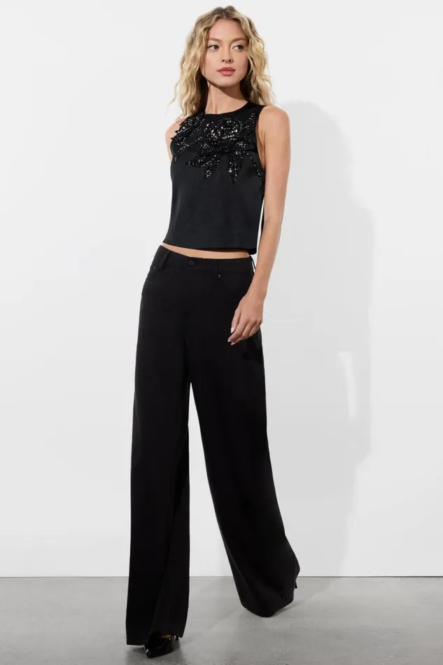 Alice Olivia Amal Embellished Tank Le Parisien Blackgunmetal Women Tops