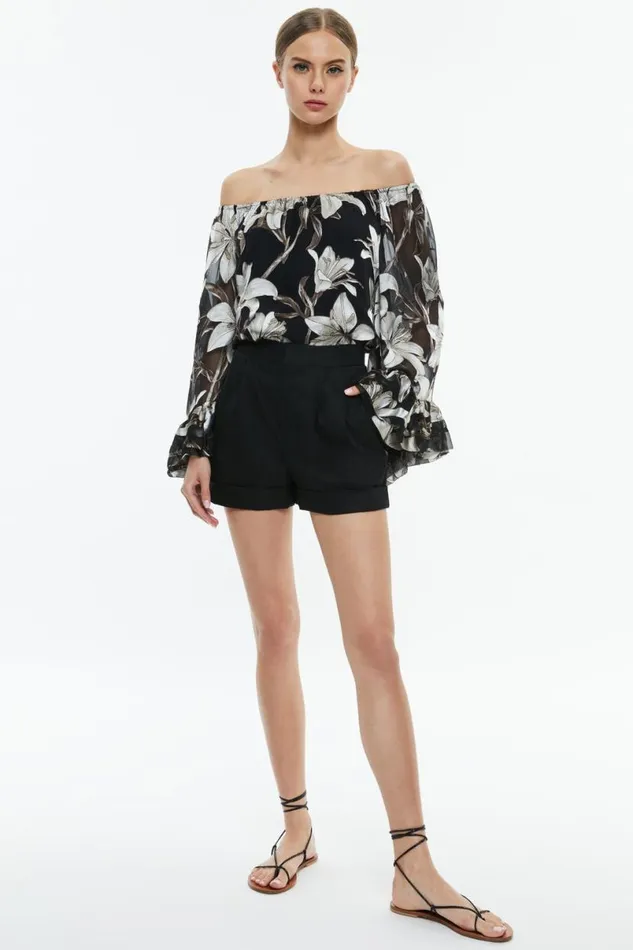 Alice Olivia Ardelia Off The Shoulder Top Stargazer Black Lg Women Tops