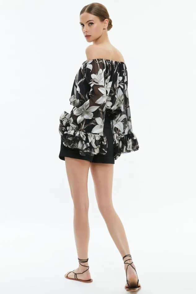Alice Olivia Ardelia Off The Shoulder Top Stargazer Black Lg Women Tops