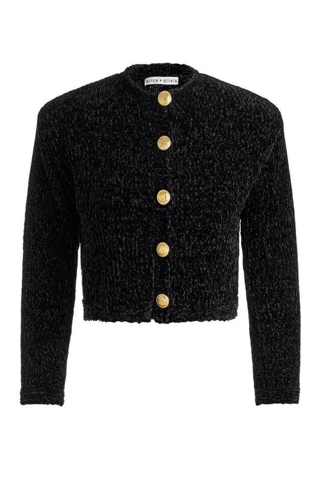 Alice Olivia Breanna Cardigan Black Women Sweaters