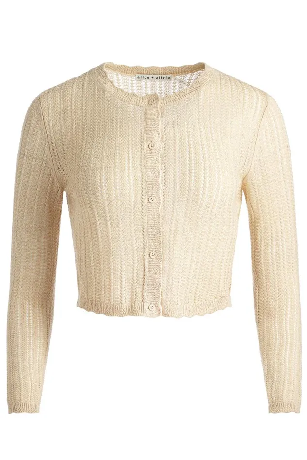 Alice Olivia Carson Cardigan Almond Women Sweaters
