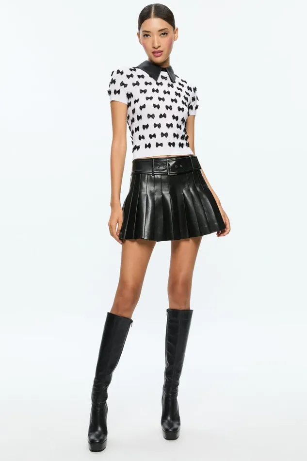 Alice Olivia Ciara Pullover Soft Whiteblack Women Tops
